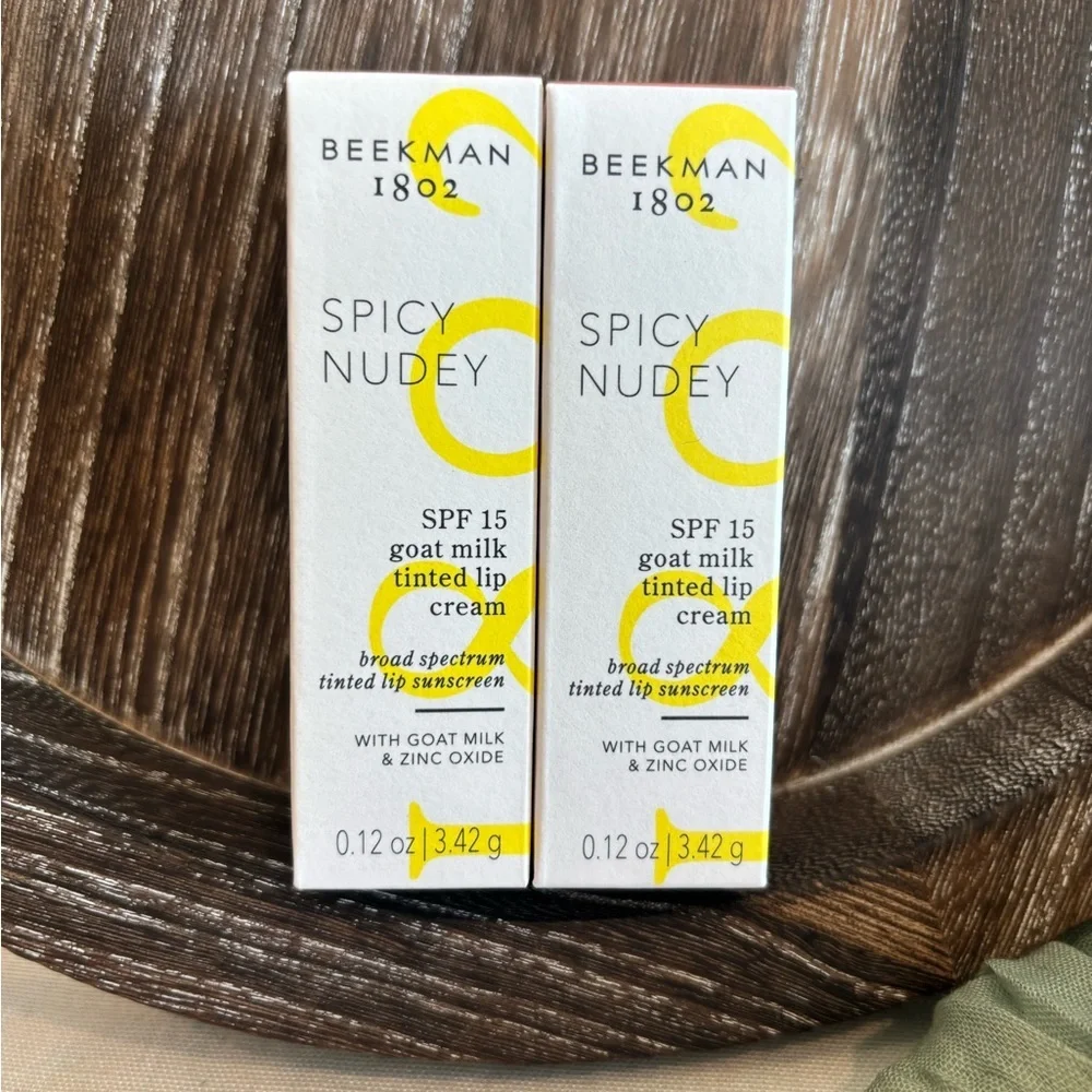 Beekman 1802 Spicy Nudey SPF 15 Tinted Lip Cream Set of 2 NWT
